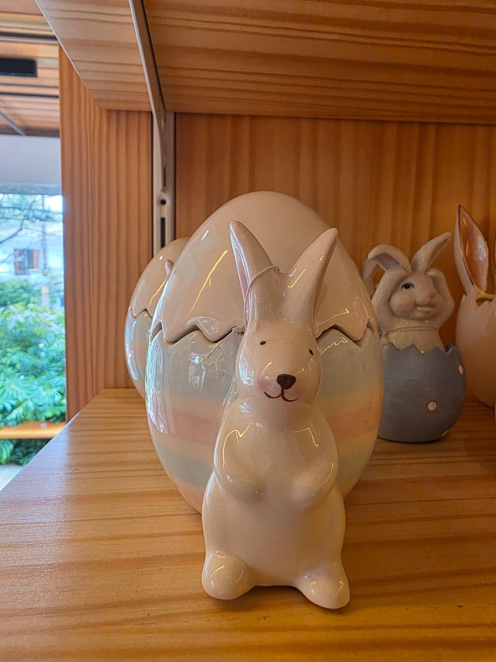 POTE OVO C/TAMPA CERAMICA C/COELHO CLR P (CERAMICA RAIN) C/1UN