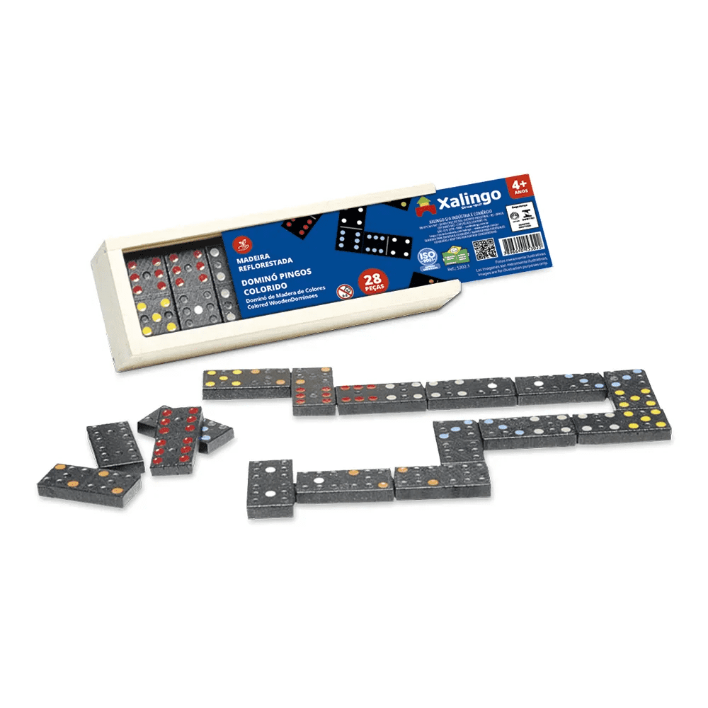 Domino Pingos Coloridos - Cx Madeira